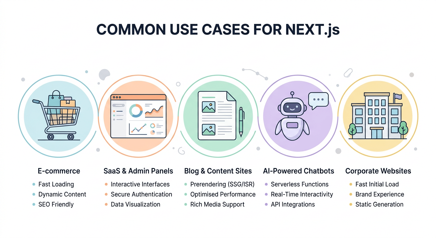 Next.js เหมาะกับ E-commerce, SaaS, Blog, AI App และ Corporate Website